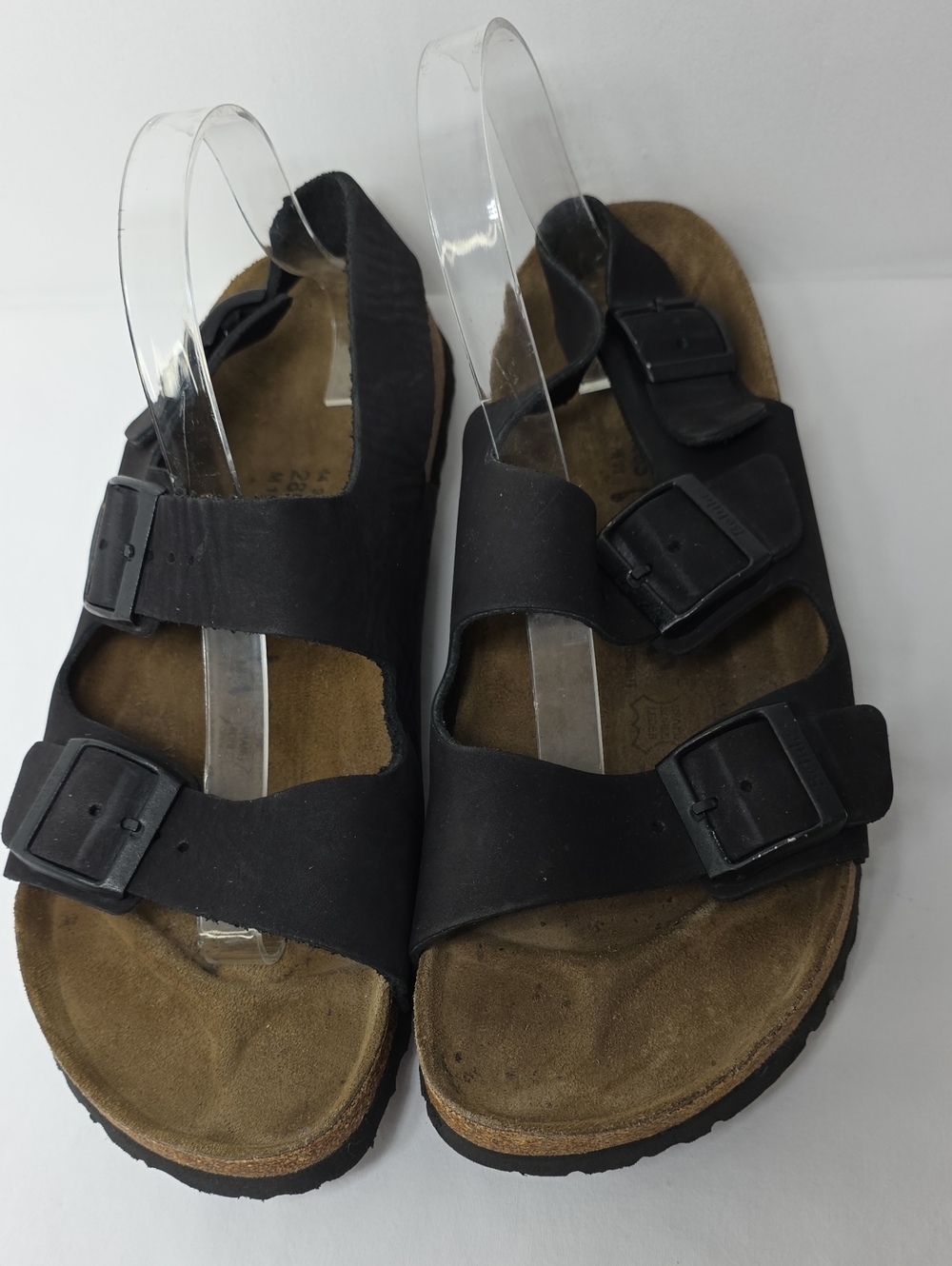 Betula Birkenstock 285 Double Strap Sandals Size M11 Black Backstrap